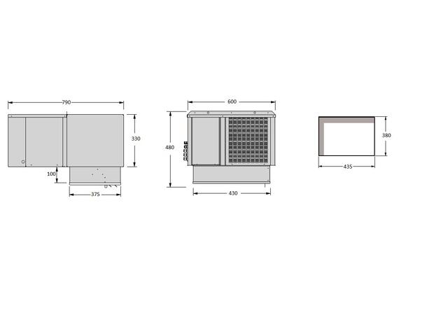 Takmontert kjøleaggregat For romstørrelse 3 - 5 m3