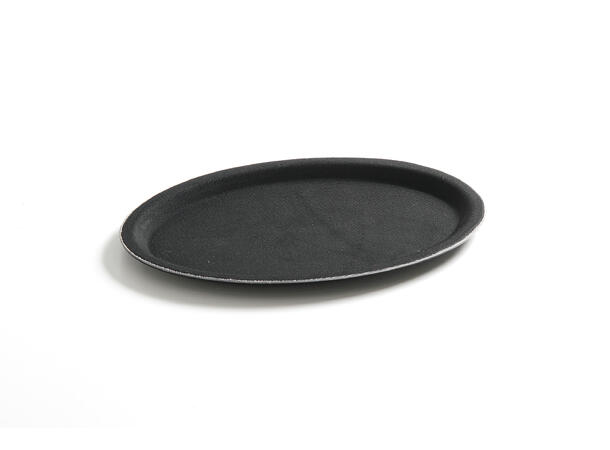 Serveringsbrett i polyester, oval svart 16x23 cm