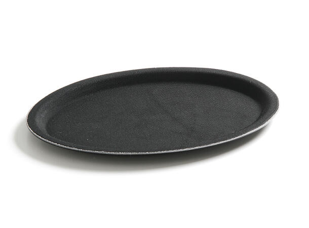 Serveringsbrett i polyester, oval svart 20x26,5 cm