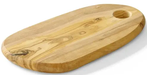Serveringsbrett, oliventre, med hull 25x16,5 cm 