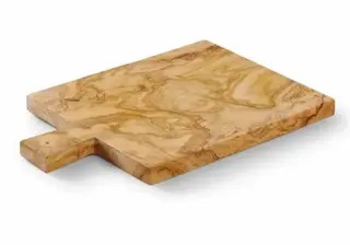 Serveringsbrett, oliventre med h&#229;ndtak, 340x320x22 mm