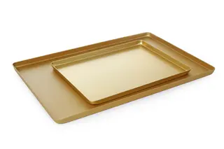 Konfekt/kake brett, gullfarget aluminium 600x400x20 mm
