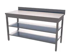 Rustfri benk, to underhyller BxDxH: 150x60x85cm