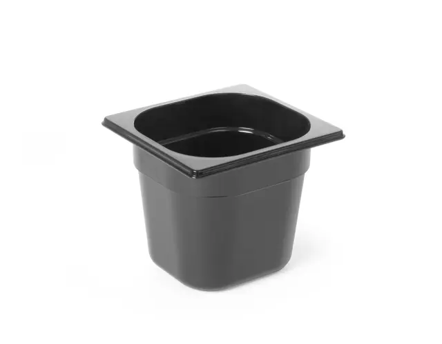 Polykarbonat kantine 1/6 GN, svart 150 mm 